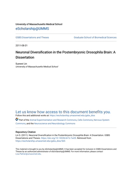 Neuronal Diversification in the Postembryonic Drosophila Brain: A