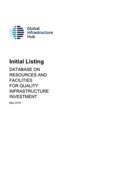 Initial Listing DATABASE on RESOURCES and FACILITIES for QUALITY INFRASTRUCTURE INVESTMENT