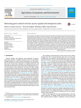 Detecting Pest Control Services Across Spatial and Temporal Scales