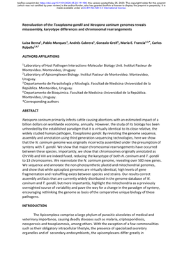 Reevaluation of the Toxoplasma Gondii and Neospora Caninum Genomes Reveals Misassembly, Karyotype Differences and Chromosomal Rearrangements