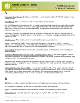 Credit Building Glossary for Nonprofit Practitioners