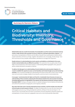 Critical Habitats and Biodiversity: Inventory, Thresholds and Governance