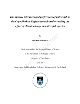 The Thermal Tolerance and Preference Of