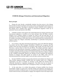 UNHCR, Refugee Protection and International Migration