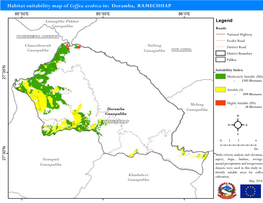 Habitat Suitability Map of Coffea Arabica In: Doramba, RAMECHHAP 85°50'E 85°55'E 86°0'E
