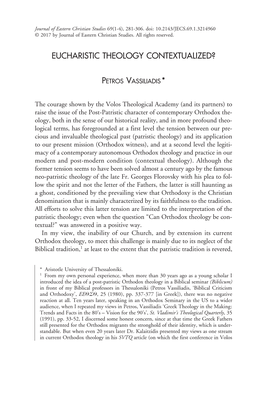 Eucharistic Theology Contextualized? Petros Vassiliadis