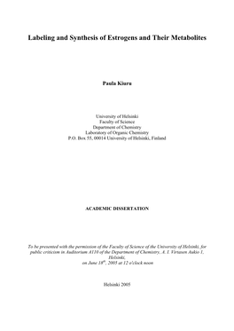 Labeling and Synthesis of Estrogens and Their Metabolites