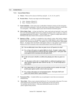 7.13 BASKETBALL 7.13.1 General Rules/Policies A. Classes