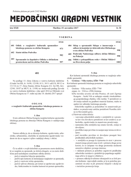 MEDOBČINSKI URADNI VESTNIK Leto XXII Maribor, 15