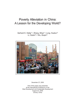 Poverty Alleviation in China: a Lesson for the Developing World?
