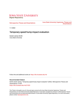 Temporary Speed Hump Impact Evaluation