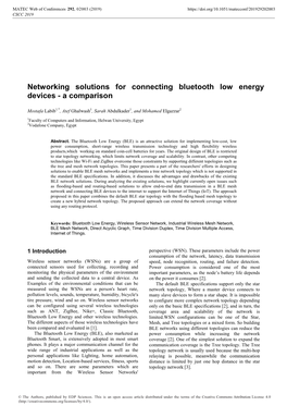 Networking Solutions for Connecting Bluetooth Low Energy Devices - a Comparison