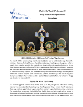 What in the World Wednesday #5? Wray Museum Young Historians Fancy Eggs