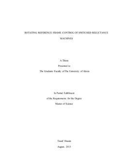 Rotating Reference Frame Control of Switched Reluctance