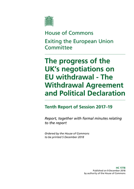 The Progress of the UK's Negotiations on EU Withdrawal