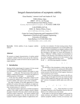 Integral Characterizations of Asymptotic Stability