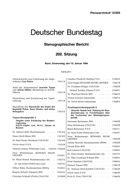 Stenographischer Bericht 202. Sitzung