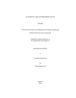 AUTOMATIC TEST ENVIRONMENT SETUP a Project