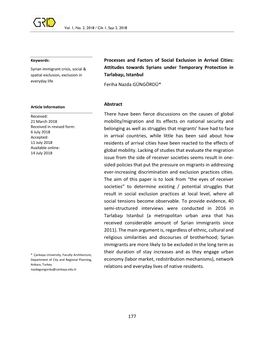 177 Processes and Factors of Social Exclusion in Arrival Cities