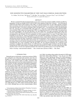 New Geoeffective Parameters of Very Fast Halo Coronal Mass Ejections Y.-J