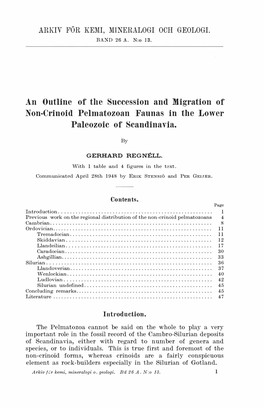 An Outline of the Succession and Migration of Non-Crinoid Pelmatozoan Faunas in the Lower Paleozoic of Scandinavia