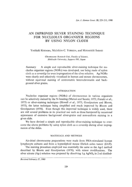 An Improved Silver Staining Technique for Nucleolus Organizer Regions by Using Nylon Cloth