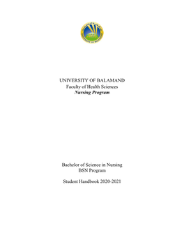 UNIVERSITY of BALAMAND Faculty of Health Sciences Nursing Program