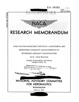 N AL ADVISORY COMMITTEE for AERONAUTICS WASHINGTON July 12, 1957 NACA RM L57e24a