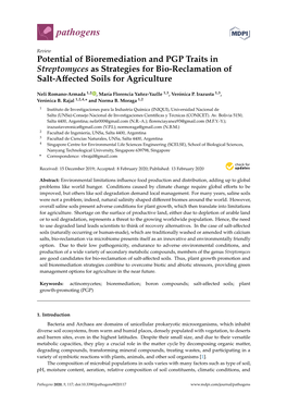 Potential of Bioremediation and PGP Traits in Streptomyces As Strategies for Bio-Reclamation of Salt-Aﬀected Soils for Agriculture