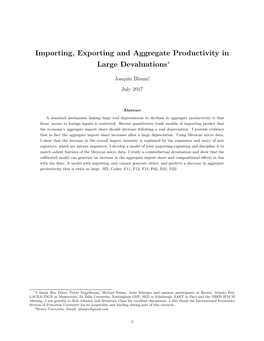 Importing, Exporting and Aggregate Productivity in Large Devaluations∗