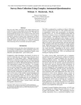 Survey Data Collection Using Complex Automated Questionnaires