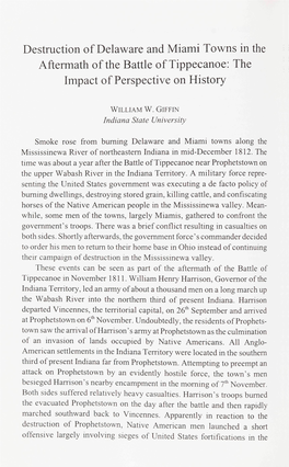 Destruction of Delaware and Miami Towns in the Aftermath of the Battle of Tippecanoe: the Impact of Perspective on History