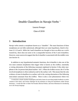 Double Classifiers in Navajo Verbs *