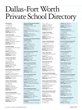 Dallas-Fort Worth Private School Directory