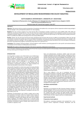 Development of Mesalazine Microspheres for Colon Targeting