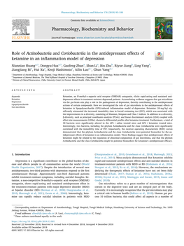 Role of Actinobacteria and Coriobacteriia in the Antidepressant Effects of Ketamine in an Inflammation Model of Depression