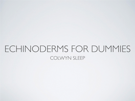 Echinoderms for Dummies Colwyn Sleep Echinoderm Classification and Examples