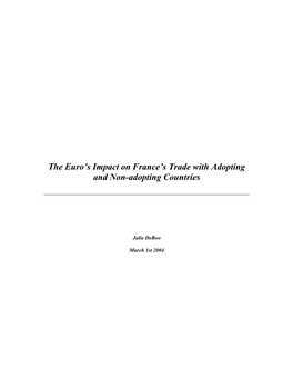 The Euro's Impact on France's Trade with Adopting And