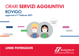 ORARI SERVIZI AGGIUNTIVI ROVIGO Aggiornati Al 1° Febbraio 2021