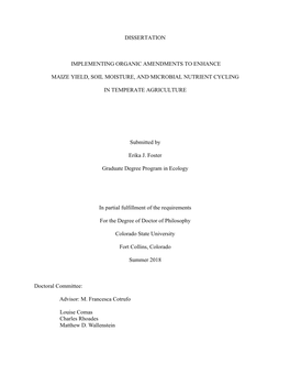 Dissertation Implementing Organic Amendments To