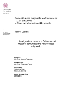 In Relazioni Internazionali Comparate Tesi Di Laurea L