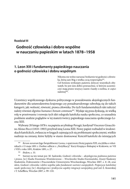 Godność Człowieka I Dobro Wspólne W Papieskim Nauczaniu Społecznym