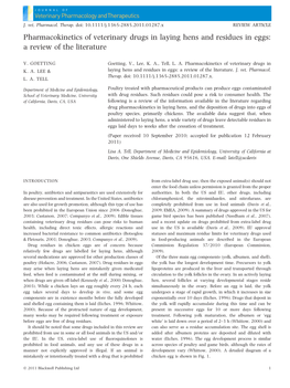 Pharmacokinetics of Veterinary Drugs in Laying Hens and Residues in Eggs: a Review of the Literature