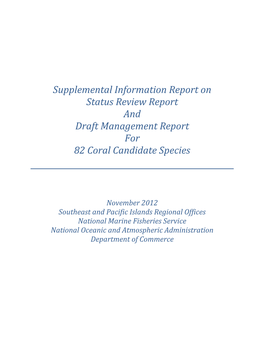 Final Corals Supplemental Information Report