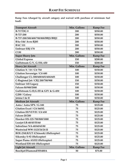 Ramp Fee Schedule