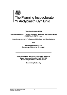 (Norwich Northern Distributor Road (A1067 to A47(T)) Order Examining