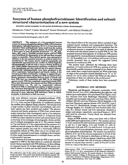 Isozymes of Human Phosphofructokinase