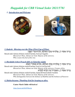 Haggadah for CBB Virtual Seder 2021/5781