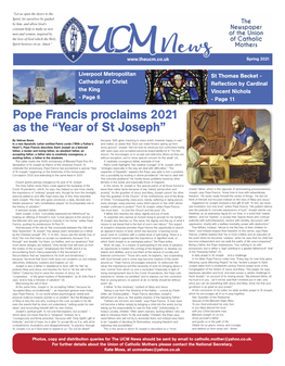 Pope Francis Proclaims 2021 As the “Year of St Joseph”