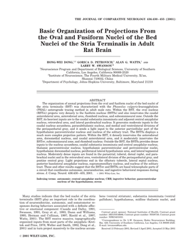 Basic Organization of Projections from the Oval and Fusiform Nuclei of the Bed Nuclei of the Stria Terminalis in Adult Rat Brain